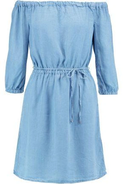 Splendid Woman Off-the-shoulder Chambray Mini Dress Light Denim