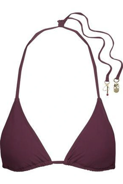 Stella Mccartney Woman Embellished Triangle Bikini Top Claret In Grape