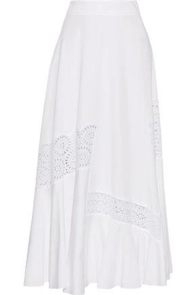 Stella Mccartney Woman Carine Lace-paneled Cotton-blend Maxi Skirt Ivory