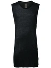 Rick Owens Cotton Jersey Sleeveless T-shirt, Black