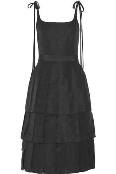 Thom Browne Woman Satin-trimmed Tiered Silk-faille Dress Black