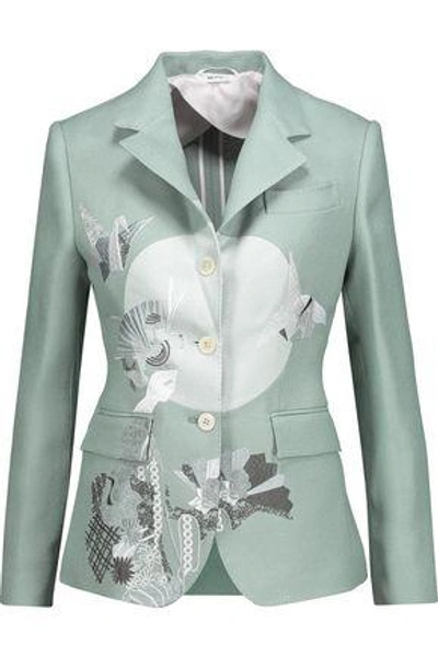 Thom Browne Woman Embroidered Silk-blend Crepe Blazer Gray