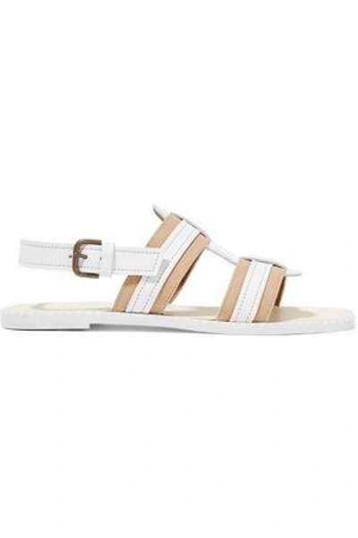 Tomas Maier Woman Leather And Canvas Sandals White