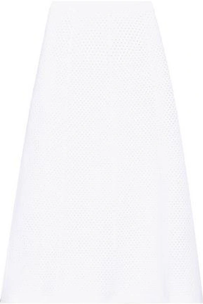 Victoria Beckham Elite Crocheted Midi Skirt In White