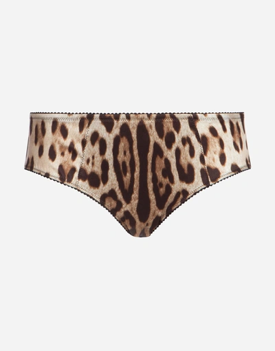 Dolce & Gabbana Briefs In Printed Leo Satin In Leopard Print