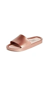 Melissa Beach Slide Shine Sandals In Rose Gold