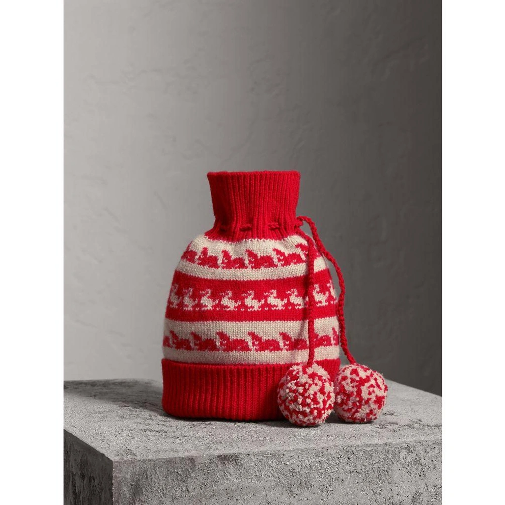 Burberry Drawstring Pom-pom Wool Cashmere Beanie In Military  display picture 2