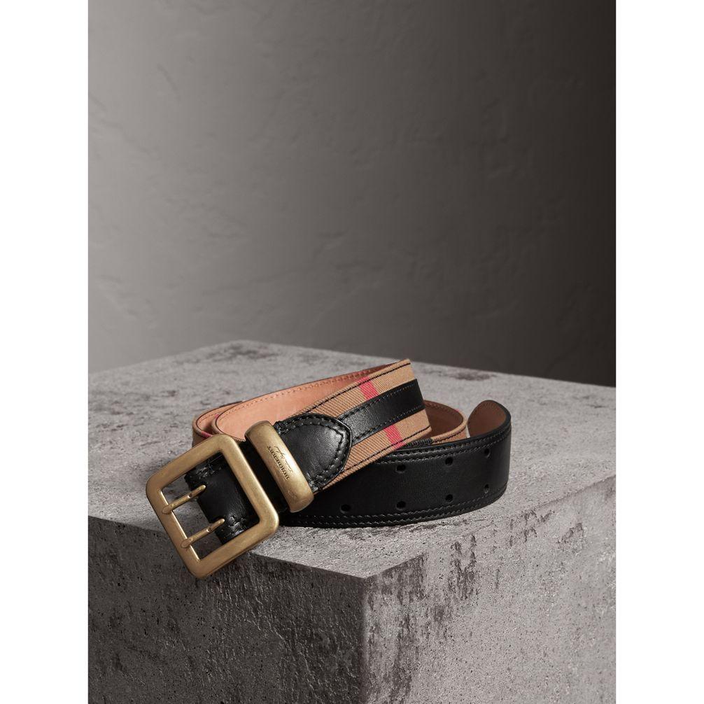 burberry house check and leather belt