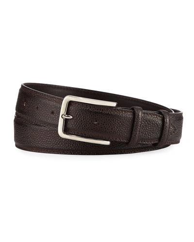 Bontoni 35mm Pebbled Leather Belt In Black