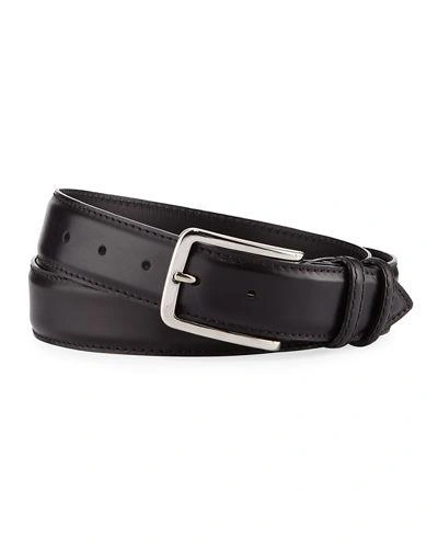 Bontoni 35mm Burnished Leather Belt In Black