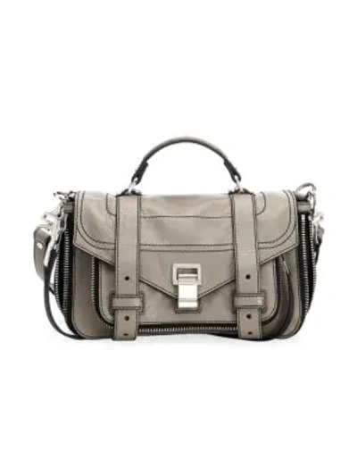 Proenza Schouler Ps1+ Tiny Metallic Leather Satchel Bag In Dark Taupe