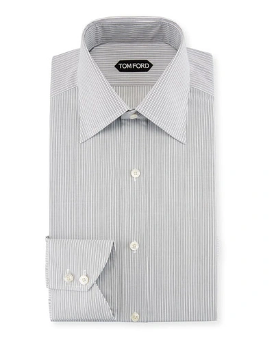 Tom Ford Fine-stripe Cotton Dress Shirt, Black/white