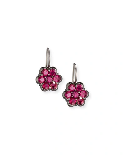Bayco 18k Black Gold & Ruby Floral Drop Earrings