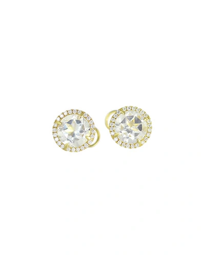 Frederic Sage White Topaz & Diamond Halo Earrings In 18k Gold