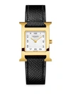 Hermès Watches Heure H, Goldplated & Black Leather Strap Watch