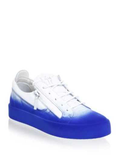 Giuseppe Zanotti Men's Smuggy Fade-in Flocked Low-top Sneakers, Blue In Blue White