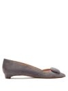 Rupert Sanderson Aga Point-toe Suede Flats In Mid Grey