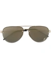 Saint Laurent Eyewear Aviator Sunglasses With Gold Bronze Frame In Metallic
