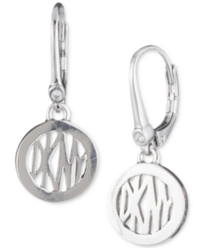 Dkny Logo Circle Drop Earrings, Created For Macy's In Silver