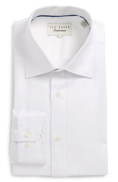 Ted Baker Endurance Trim Fit Herringbone Dress Shirt In White