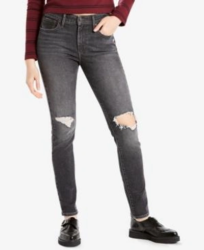 Levi's 721 High-rise Ripped Skinny Jeans In Bandit Black