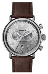 Shinola The Runwell Chrono Leather Strap Watch, 47mm In Silver/brown