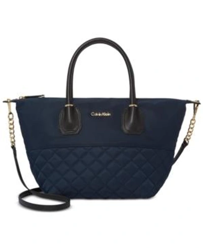 Calvin Klein Florence Nylon Satchel In Navy