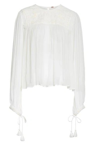 Free People Retro Sheer Blouse In Ivory