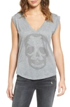 Zadig & Voltaire Brooklyn Strass Cotton Skull Tee, Blanc In Gray