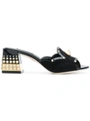 Dolce & Gabbana Suede Embellished Mules 65 In Black