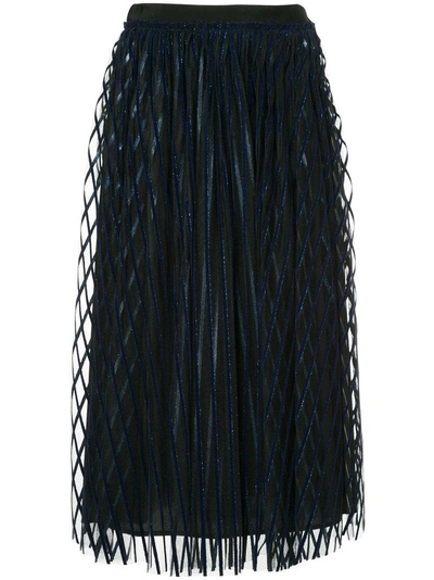 Msgm Striped Tulle Skirt In Black
