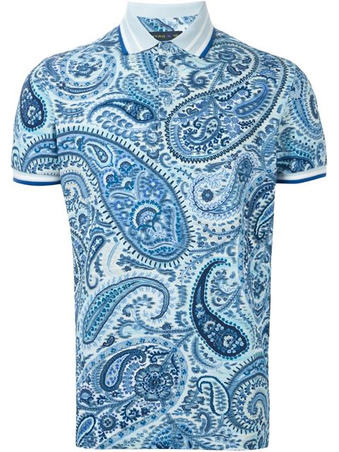 Etro Paisley-print Cotton-piqué Polo Shirt In Blue | ModeSens