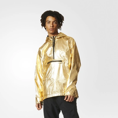 Adidas Originals Fontanka Hooded Anorak Jacket In Gold Metallic | ModeSens