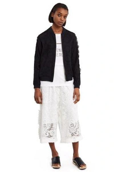 Opening Ceremony Woman Broderie Anglaise Cotton Bomber Jacket Black