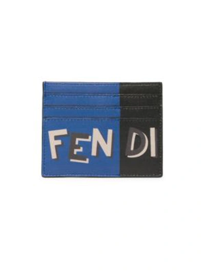 Fendi Vocabulary Card Case In Blue Neon