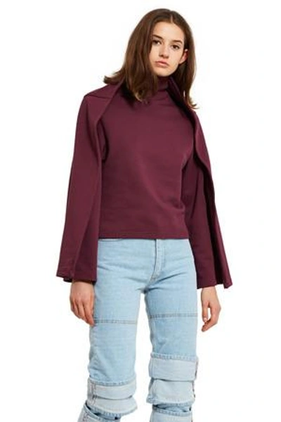 Y/project Opening Ceremony Folded Wide Sleeve Turtleneck Top In Burgundy