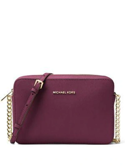 Michael Michael Kors Jet Set Travel Saffiano Crossbody Bag In Plum