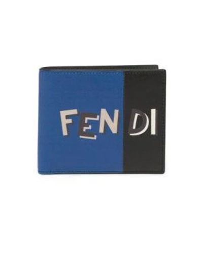 Fendi Two Tone Bi-fold Wallet In Blue Neon