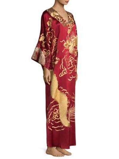 Josie Natori Couture Dragon Silk Caftan In Imperial Red