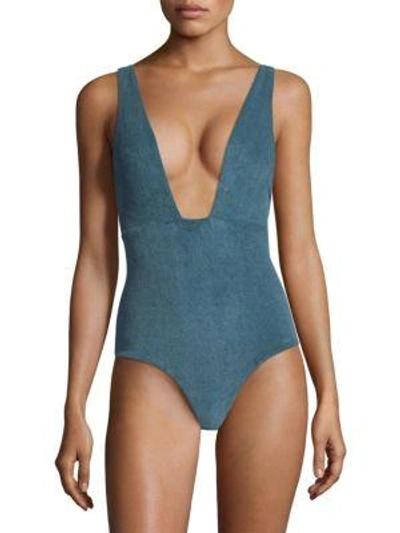 Mara Hoffman Audrey Plunging One-piece Swimsuit In Slate