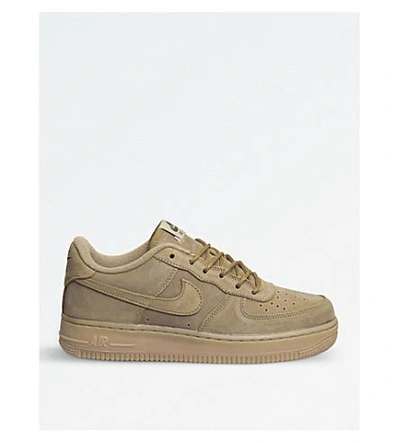 Nike Air Force 1 Leather Trainers In Flax Gum Light Brown