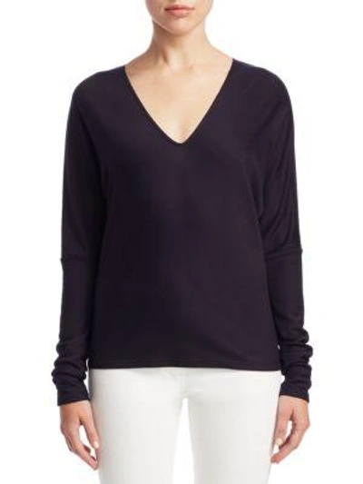 Theory Relaxed V-neck Sweater In Deep Navy