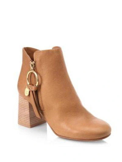 See By Chloé Louise Leather Booties In Medium Brown
