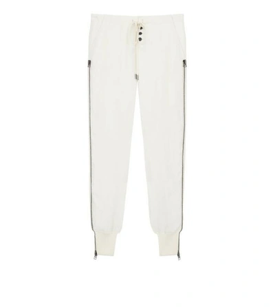 Tom Ford Drawstring Side-zip Slouchy Track Pants In Cream