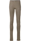 Rick Owens Woman Stretch Suede And Cotton-blend Leggings Dark Gray In Neutrals