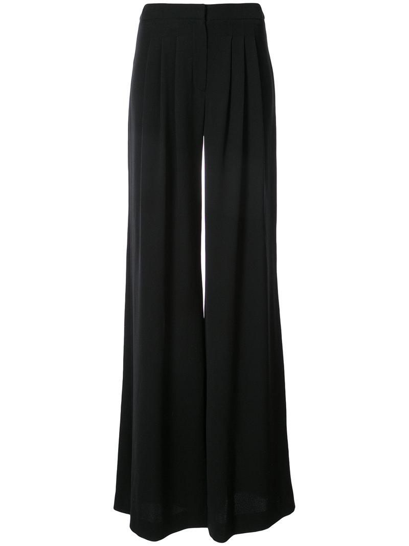 Carolina Herrera Silk Crepe Wide-leg Trousers In Black | ModeSens