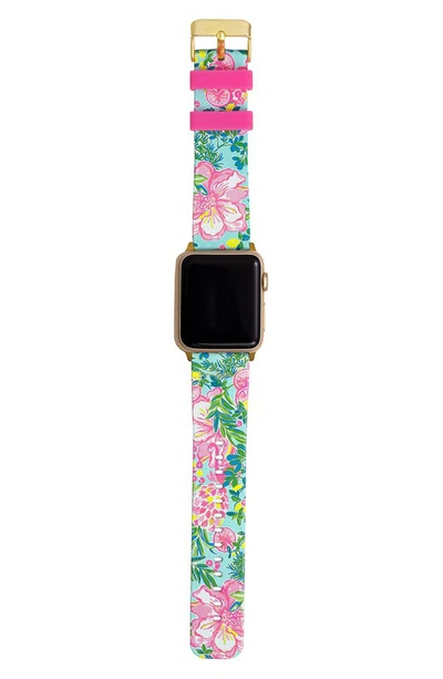 Lilly Pulitzer Fruity Flamingo Silicone 19mm Apple Watch® Watchband In Green