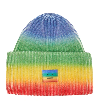 Acne Studios Pansy Rainbow-striped Wool Beanie In Multicoloured