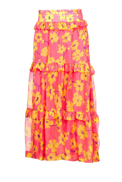 P.a.r.o.s.h . Floral Printed Maxi Skirt In Fucsia
