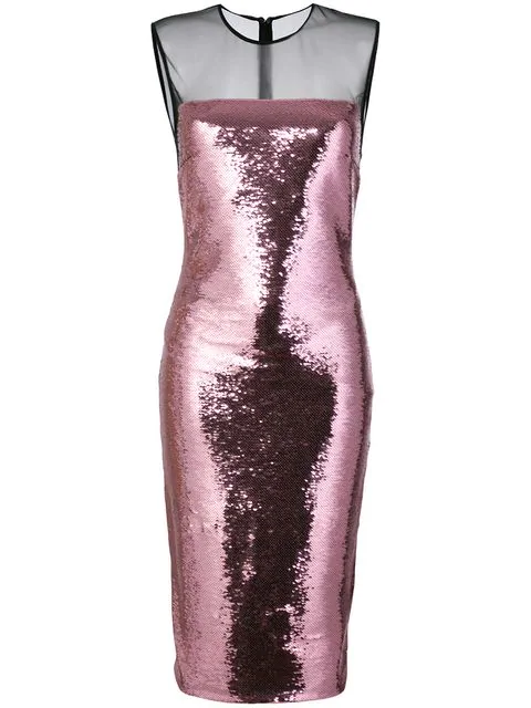 Tom Ford Sleeveless Liquid Sequin Cocktail Dress With Illusion In Pink ...